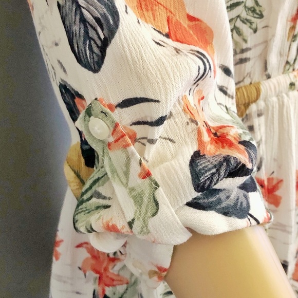 Hilary Radley Floral Tropical Pattern Boho Festival Button Down Shirt Blouse. - Picture 2 of 16